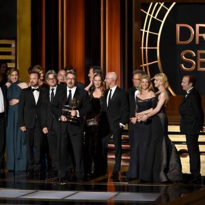 Bryan Cranston Vince Gilligan Anna Gunn Bob Odenkirk and Aaron Paul at event of The 66th Primetime Emmy Awards 2014