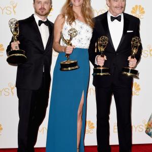 Bryan Cranston, Anna Gunn and Aaron Paul at event of The 66th Primetime Emmy Awards (2014)