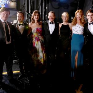 Bryan Cranston, Aaron Paul, Jesse Plemons, Moira Walley-Beckett, Betsy Brandt and RJ Mitte at event of The 66th Primetime Emmy Awards (2014)