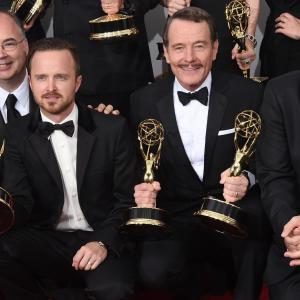 Bryan Cranston Bob Odenkirk Aaron Paul and Thomas Schnauz at event of The 66th Primetime Emmy Awards 2014