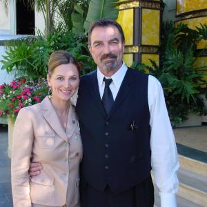 Tom Selleck and Natasha Pavlovich on the set of Vegas