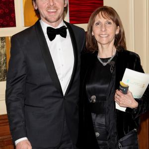 Simon Pegg L and mother Gillian arrive at the after party following the EE British Academy Film Awards at Grosvenor House on February 10 2013 in London England