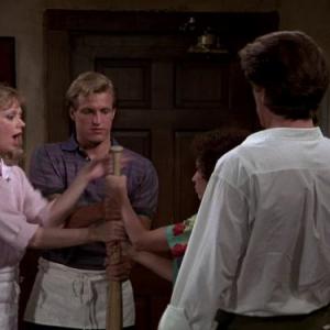 Still of Woody Harrelson Ted Danson Shelley Long and Rhea Perlman in Cheers 1982