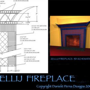 Zellij Fireplace construction document and 3D schematic view Fireplace designed by Daniele Perna As seen on Sheila Bridges Designer Living Daniele Perna Robert D Nelson Season 4 Episode 12