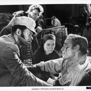 Still of Charlton Heston and Brock Peters in Soylent Green (1973)