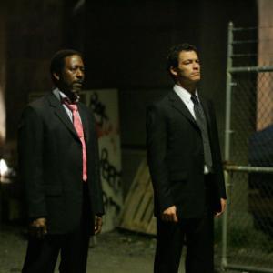 Still of Clarke Peters and Dominic West in Blake 2002