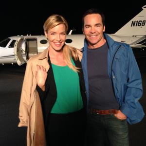 Jay with Ashley Scott on the set of 16 and Missing