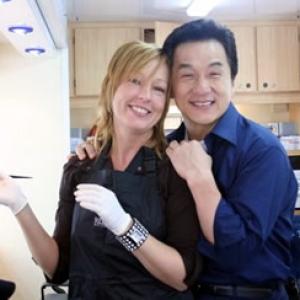 Margarita Pidgeon with Jackie Chan on the set of 