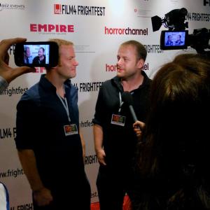 Film 4 FrightFest  2011 Brett  Drew Pierce get mobbed on the media wall line DEADHEADS UK Premiere