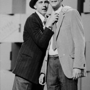 Turk Pipkin and Harry Anderson in the first Comic Relief broadcast on HBO.