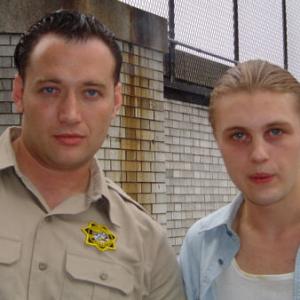 Ernest Trosman and Michael Pitt (II) from the set of the film 