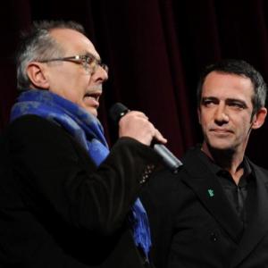 Festival director Dieter Kosslick and Rafi Pitts speak on stage ahead of the Jafar Panahi  Filmmaker Of The World Premiere during day two of the 61st Berlin International Film Festival at the Berlinale Palace on February 11 2011 in Berlin Germany