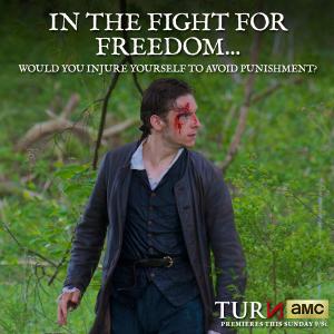Jamie Bell as Abraham Woodhull in a dramatic scene from the TURN Pilot