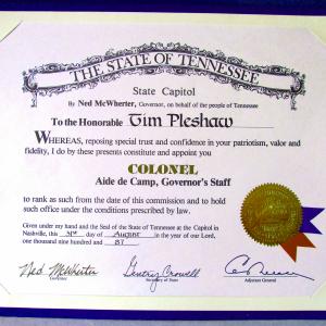 Diamond Tim Pleshaw is an OFFICIAL State Colonel.