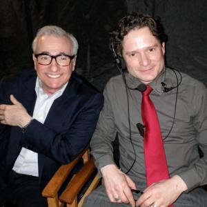 On the set of HUGO with Director Martin Scorsese January 2011 Shepperton Studios LONDON