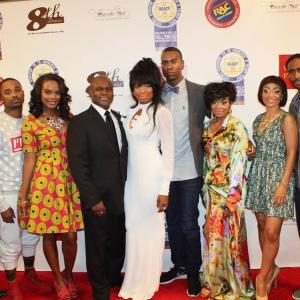 Amin Joseph Jerrel ONeal Kinnik Sky Rhonda Morman Syr Law Roger Payano  Cast of Sunday Mourning with Bobby Lopez  Executive Producer  Nic Few at Sunday Mourning red carpet hosted by NAACP