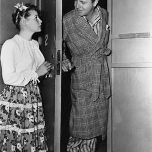 Dick Powell and June Allyson on the Columbia Pictures sound stage where 