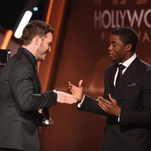 Chris Pratt and Chadwick Boseman at event of Hollywood Film Awards 2014