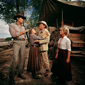 Still of Gregory Peck Debbie Reynolds Robert Preston and Thelma Ritter in How the West Was Won 1962