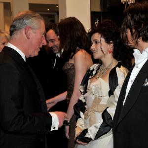 Johnny Depp Helena Bonham Carter and Prince Charles at event of Alisa stebuklu salyje 2010