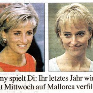 Ripped from the headlines: Princess Diana (left) and Amy Seccombe, who plays the People's Princess in the 1998 movie 