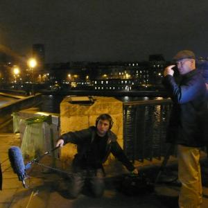 Bill Pruitt directing Roger Cartsens and crew on location in Paris, France for NBC's 