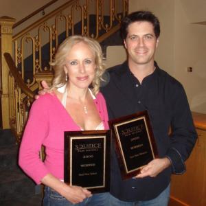 Elana Krausz and Nick Guthe, accept award at Soltice Film Festival