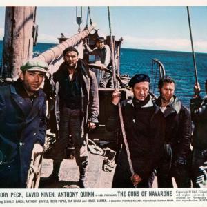 Still of David Niven Gregory Peck Anthony Quinn and Anthony Quayle in The Guns of Navarone 1961