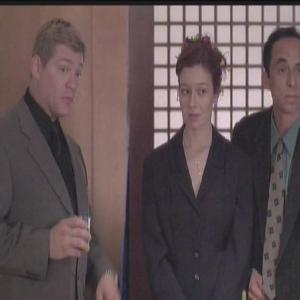 Matthew Glave, Helaine Cira, and Rudy on set of 