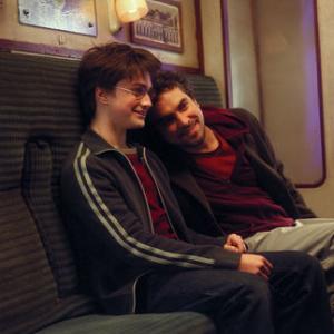 Alfonso Cuarn and Daniel Radcliffe in Haris Poteris ir Azkabano kalinys 2004