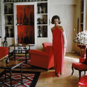Lee Radziwill in a red gown by Lanvin circa 1960s