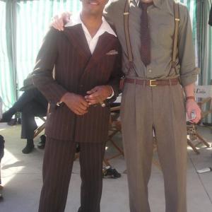 Actors David Raibon and Josh Hartnett during the filming of The Black Dahlia May 2005