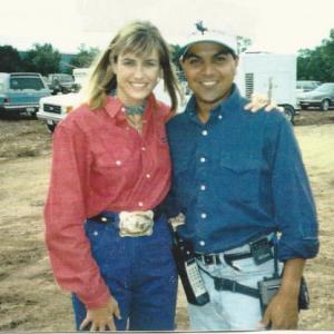 Cynthia Geary & Assistant to the Director Daniel Ramos on location in San Antonio, Texas filming 