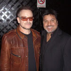 U2 Bono with Daniel Ramos during the Sony Grammy Party in Culver City Ca