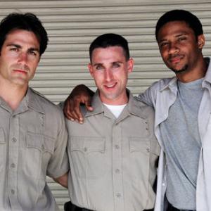 From Left: Michael Bergin, Paul J. Alessi and David Ramsey on the set of Central Booking, Directed by Alex Ranarivelo.