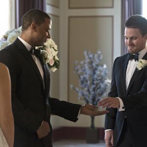 Still of David Ramsey Audrey Marie Anderson and Stephen Amell in Strele 2012