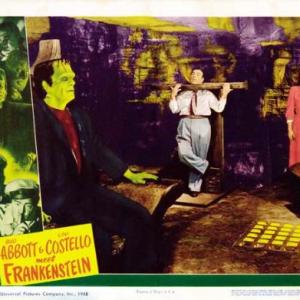 Lou Costello Jane Randolph and Glenn Strange in Bud Abbott Lou Costello Meet Frankenstein 1948