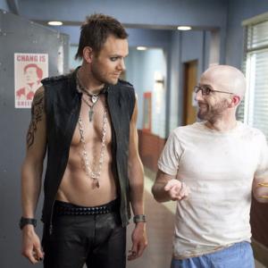 Still of Joel McHale Jim Rash and Dean Pelton in Community The First Chang Dynasty 2012