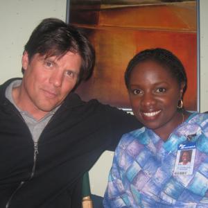 Angela on the set of One Tree Hill with Paul Johansson.