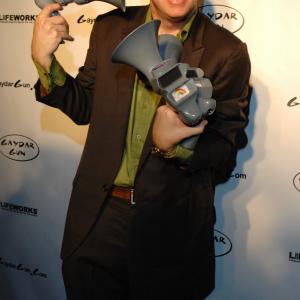 Terry Ray at Gaydar Gun launch party. Ray is one of the creators of the Gaydar Gun and is also its voice.