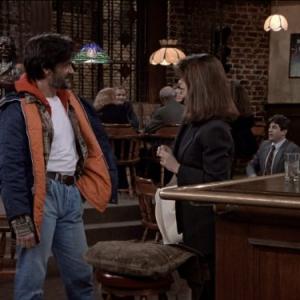 Still of Kirstie Alley and Roger Rees in Cheers 1982