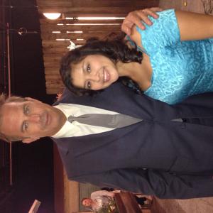 Chelsea on set of Disney's McFarland with Kevin Costner