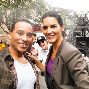 On set of Rizzoli and Isles with Angie Harmon