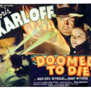 Boris Karloff, Marjorie Reynolds and Grant Withers in Doomed to Die (1940)