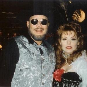 Lisa Rhyne and Hank Williams Jr on the set of a Monday Night Football video shoot for NFL Films