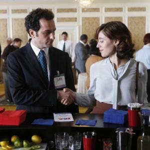 Still of Matthew Rhys and Marina Squerciati in The Americans 2013