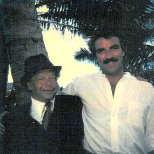 Allan Rich and Tom Selleck on the set of Magnum PI Episode 24  From Moscow to Maui