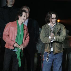 Johnny Depp and Keith Richards at event of Karibu piratai: pasaulio pakrasty (2007)
