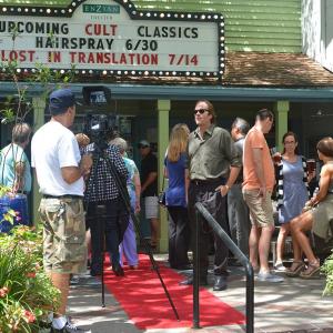 Being interviewed at the Enzian Theater in Orlando, Florida during the Let's Make a Movie screening of short films, June 2015.