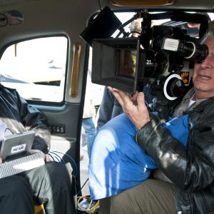 William Riead, left, with Academy Award nominated Director of Photography Jack Green on location in London filming 